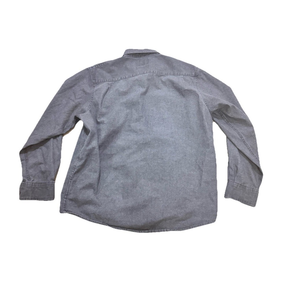 Wrangler Comfort Flex Gray Denim Long Sleeve Button Up Shirt Men's Size L - Picture 2 of 7